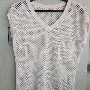 White Mesh Short Sleeve Top
